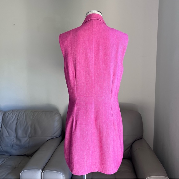 NEW R.G. Kane Harlow Jacket Dress Tuxedo FLAX Linen Cotton Sz L Fuchsia Pink - Picture 16 of 17